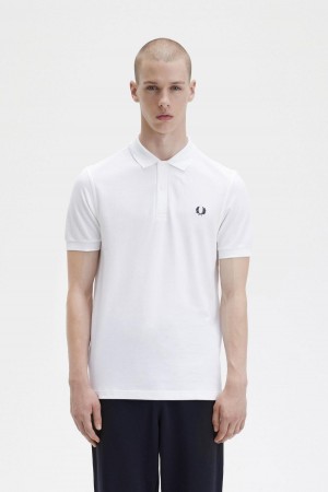 Fred Perry M6000 Polo T Skjorte Herre Hvite Marineblå | ENOVG54792