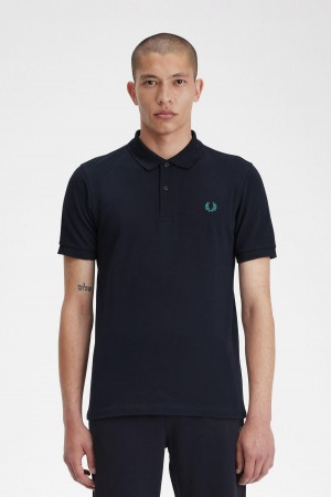 Fred Perry M6000 Polo T Skjorte Herre Marineblå Dyp Mint | NOZDE55821