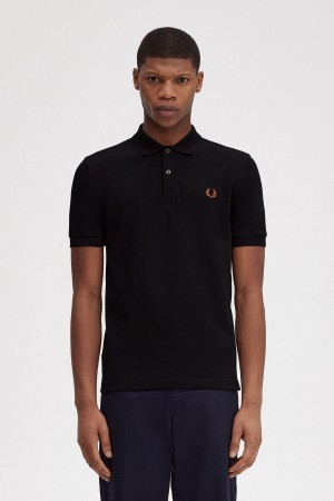 Fred Perry M6000 Polo T Skjorte Herre Svarte Brune | NOCVG69514