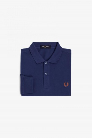 Fred Perry M6006 Fred Perry Shirt Herre Marineblå Brune | ANODF48591