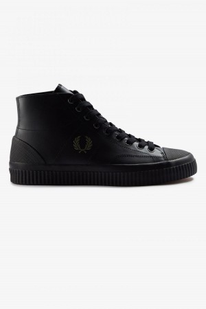 Fred Perry Mid Hughes Sko Dame Svarte Grønn | NOQAV76409