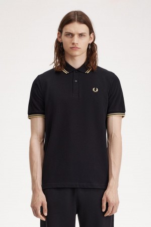 Fred Perry Osaka M12 Polo T Skjorte Herre Svarte | NOCIF29097