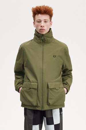 Fred Perry Patch Pocket Zip Through Frakker Herre Grønn | NOQAV78894