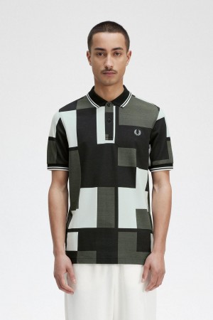 Fred Perry Pixel Print Fred Perry Shirt Polo T Skjorte Herre Lyse | NOJKU87563