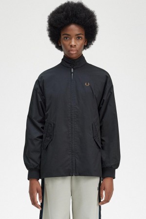 Fred Perry Polstret Zip-Through Frakker Dame Svarte | UNOTG26513