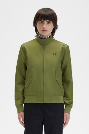 Fred Perry Printed Lining Zip-Through Frakker Dame Grønn | DNOKV84132