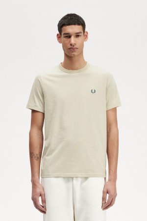 Fred Perry Ringer T-skjorte Herre Lyse | NOCVG91654