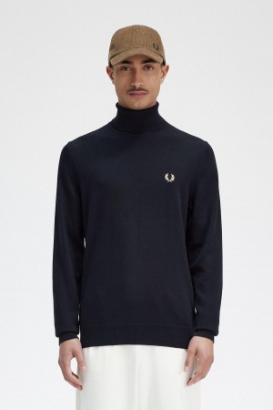 Fred Perry Roll Neck Jumper Strikkevarer Herre Svarte | PNOER10096