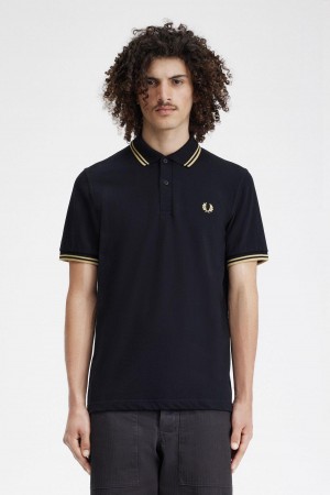 Fred Perry Shanghai M12 Polo T Skjorte Herre Svarte | XNOGW62280