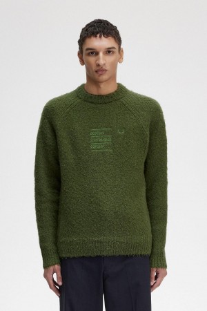 Fred Perry Textured Strikket Jumper Strikkevarer Herre Chive | ANODF37445