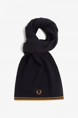 Fred Perry Twin Tipped Merino Ull Skjerf Accessories Marineblå Mørke | GNOEC88466