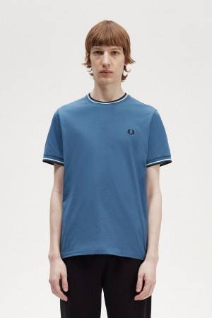 Fred Perry Twin Tipped T-skjorte Herre Blå | LNOTR24348