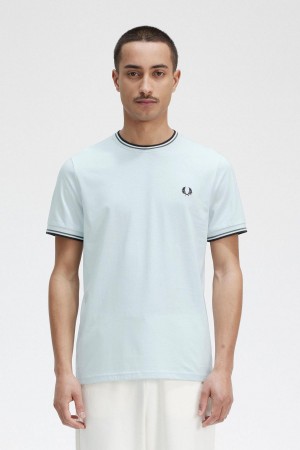 Fred Perry Twin Tipped T-skjorte Herre Lyse Grønn Svarte | TNOPQ29891