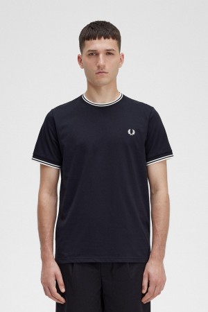 Fred Perry Twin Tipped T-skjorte Herre Svarte | NODFL59860