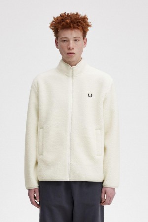 Fred Perry Zip Through Borg Fleece Frakker Herre Ecru | NONZX83628