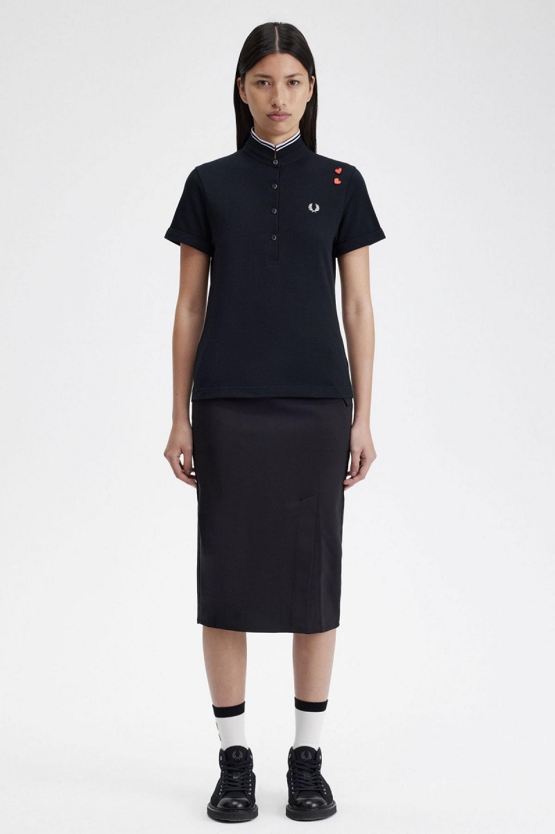 Fred Perry Amy Fred Perry Polo T Skjorte Dame Svarte | XNOGW76611