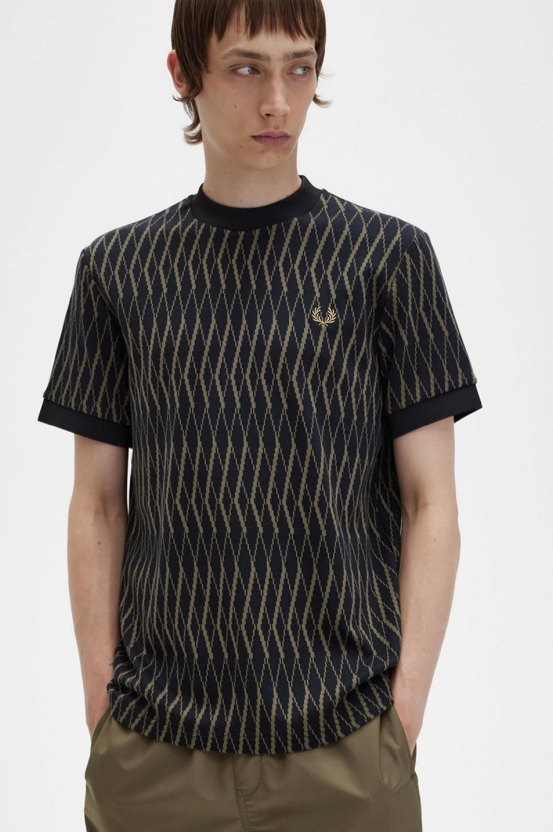 Fred Perry Argyle Jacquard T-skjorte Herre Svarte | LNOSX19133