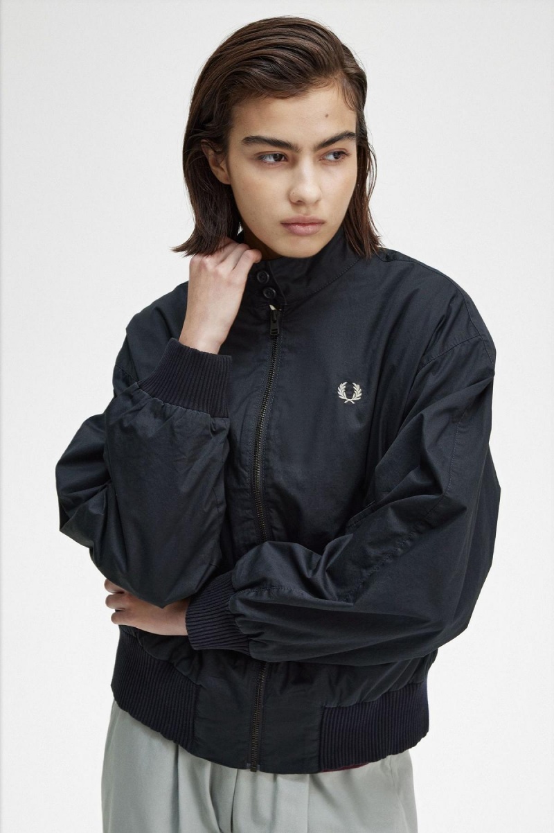 Fred Perry Batwing Zip-Through Frakker Dame Marineblå | ZNOMJ69702