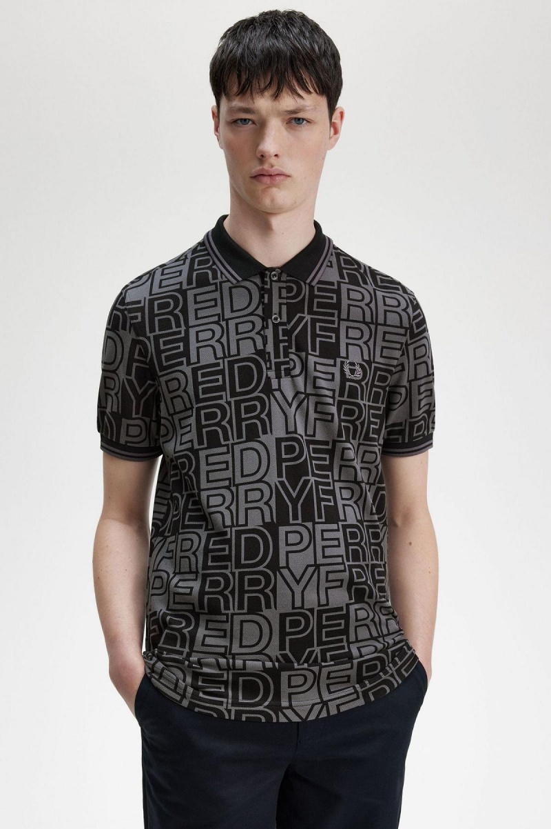 Fred Perry Block Grafiske Fred Perry Shirt Polo T Skjorte Herre Gunmetal | NODYB28691