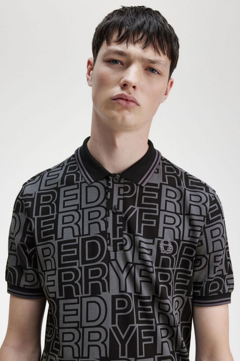 Fred Perry Block Grafiske Fred Perry Shirt Polo T Skjorte Herre Gunmetal | NODYB28691