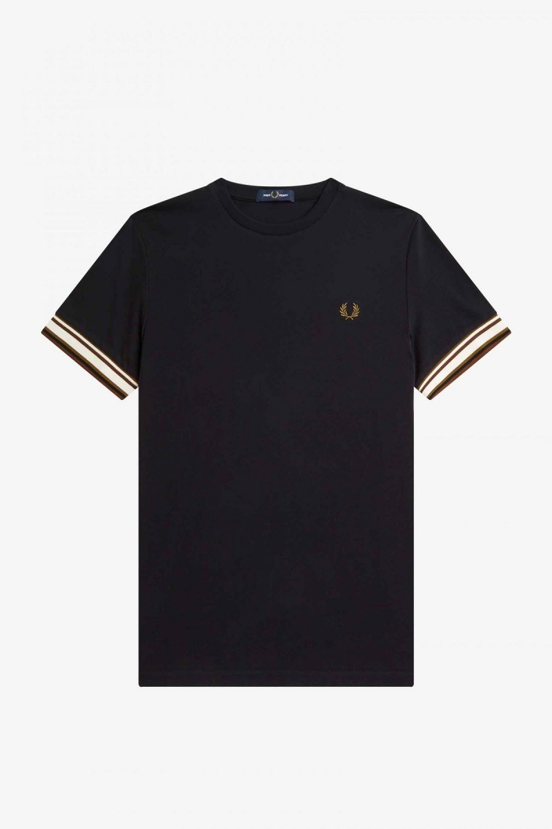 Fred Perry Bold Tipped Piqué T-skjorte Herre Svarte | QNOUV24628