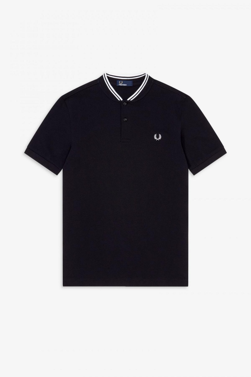 Fred Perry Bomber Collar Polo Shirt Polo T Skjorte Herre Svarte | FNOUI27209