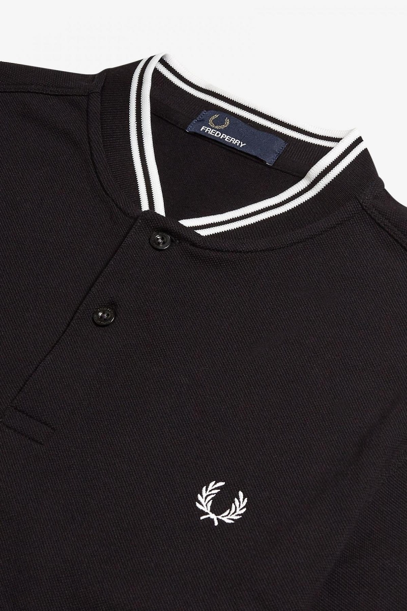 Fred Perry Bomber Collar Polo Shirt Polo T Skjorte Herre Svarte | FNOUI27209