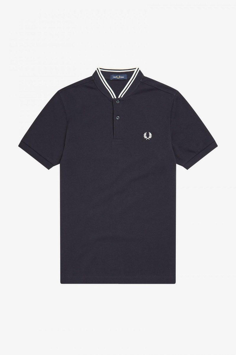 Fred Perry Bomber Collar Polo Shirt Polo T Skjorte Herre Marineblå | GNOEC60060