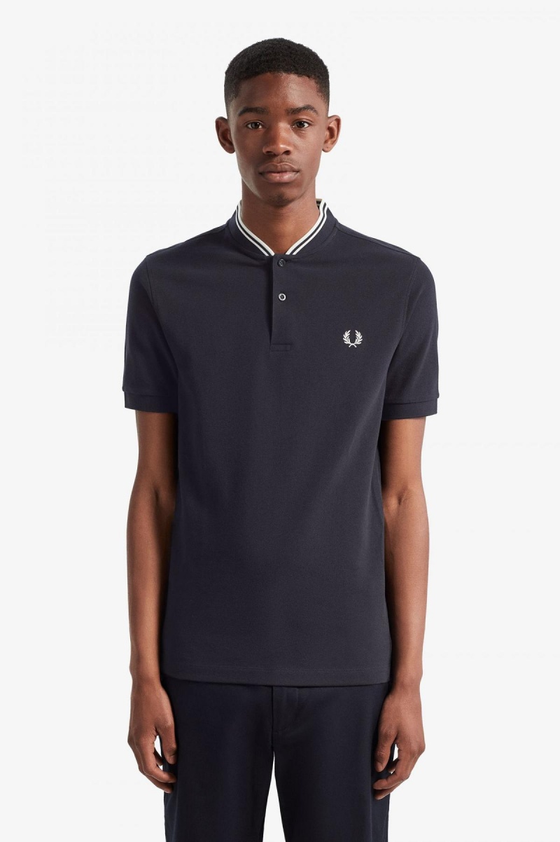 Fred Perry Bomber Collar Polo Shirt Polo T Skjorte Herre Marineblå | GNOEC60060