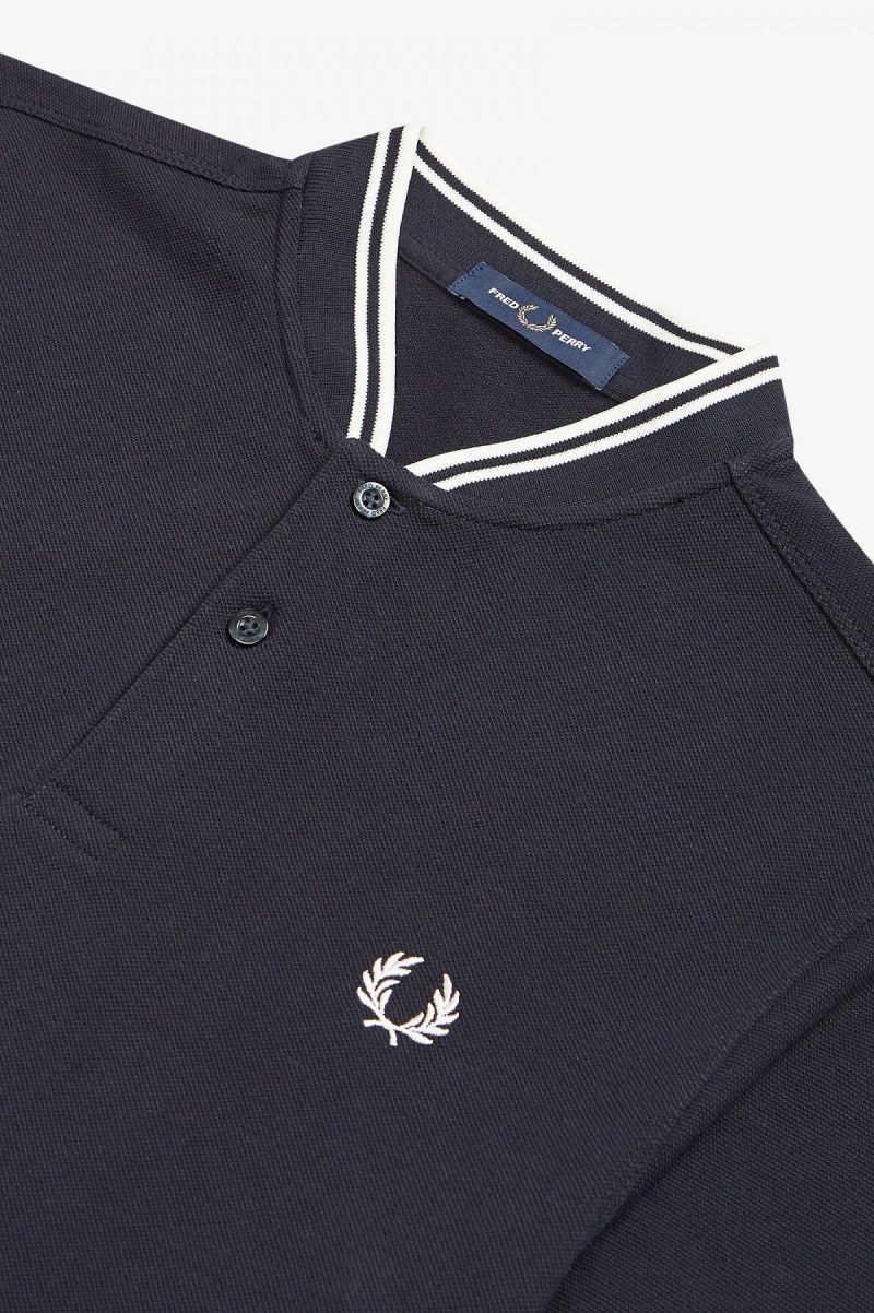 Fred Perry Bomber Collar Polo Shirt Polo T Skjorte Herre Marineblå | GNOEC60060