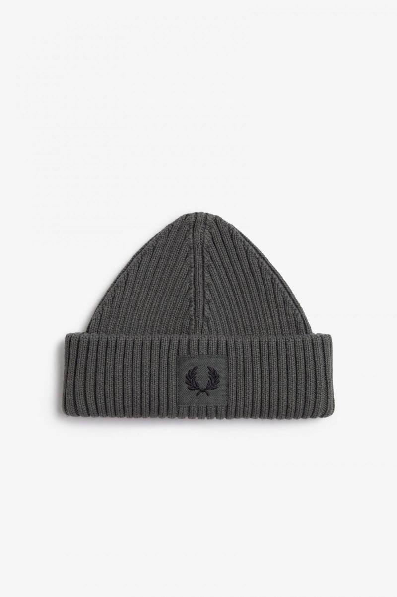 Fred Perry Branded Patch Ribbet Beanie Accessories Grønn Svarte | QNOWA11023