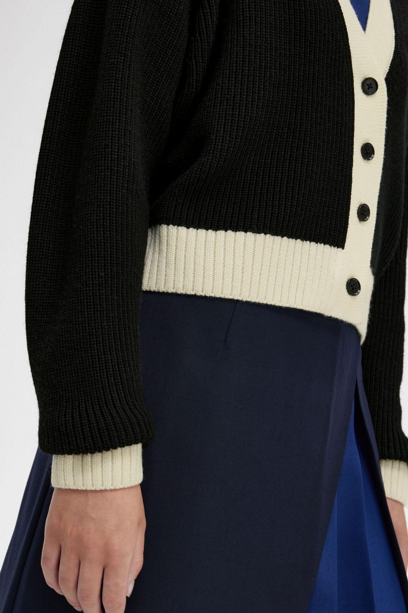 Fred Perry Button-Through Cardigan Strikkevarer Dame Svarte | ANOWC52876