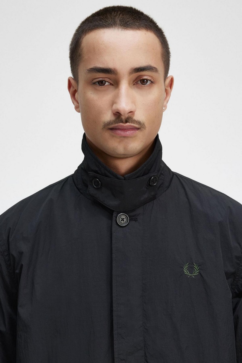 Fred Perry Button Through Mac Frakker Herre Svarte | ENOVG24010