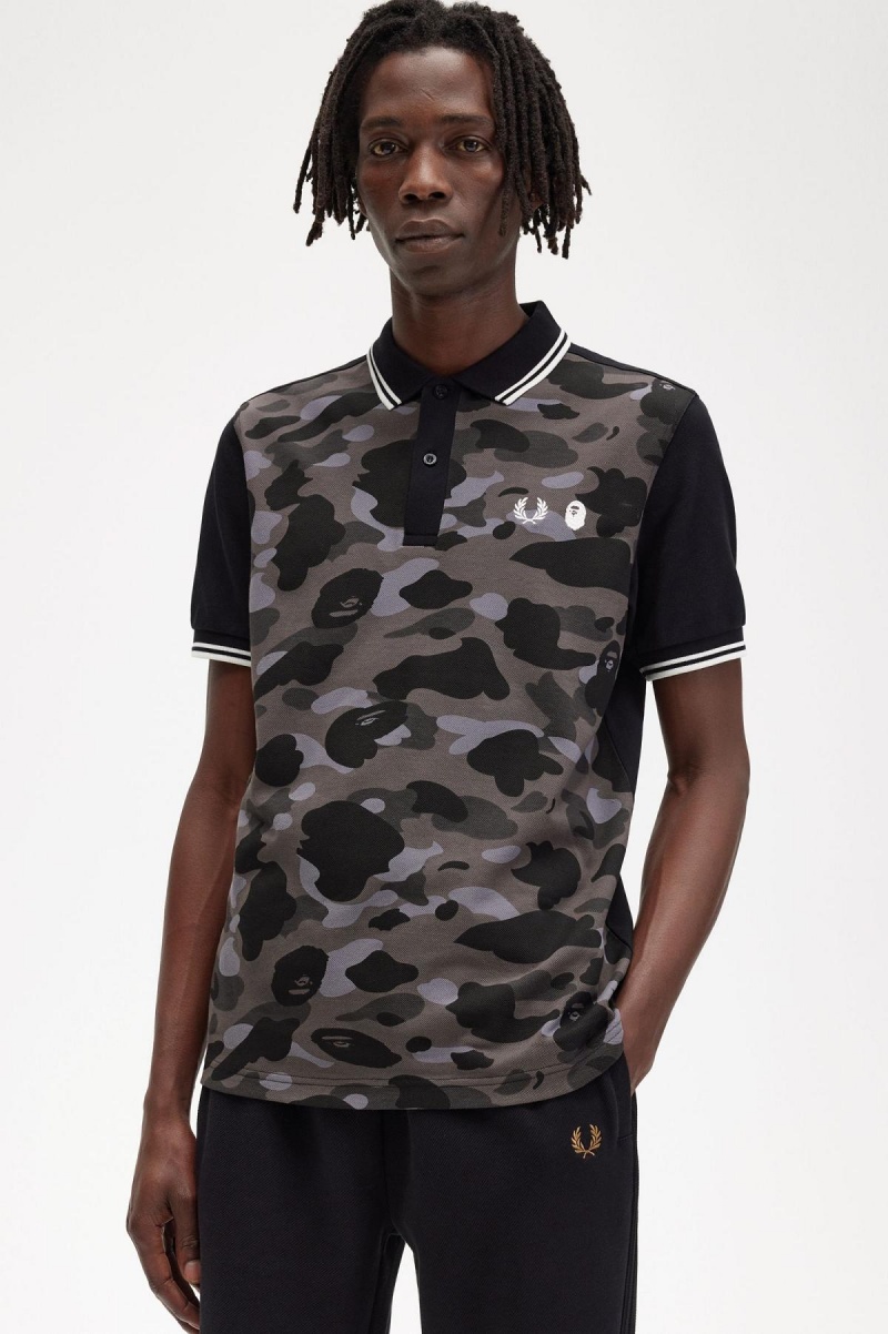 Fred Perry Camouflage Fred Perry Shirt Polo T Skjorte Herre Svarte | PNOER75920