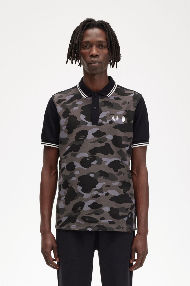 Fred Perry Camouflage Fred Perry Shirt Polo T Skjorte Herre Svarte | PNOER75920