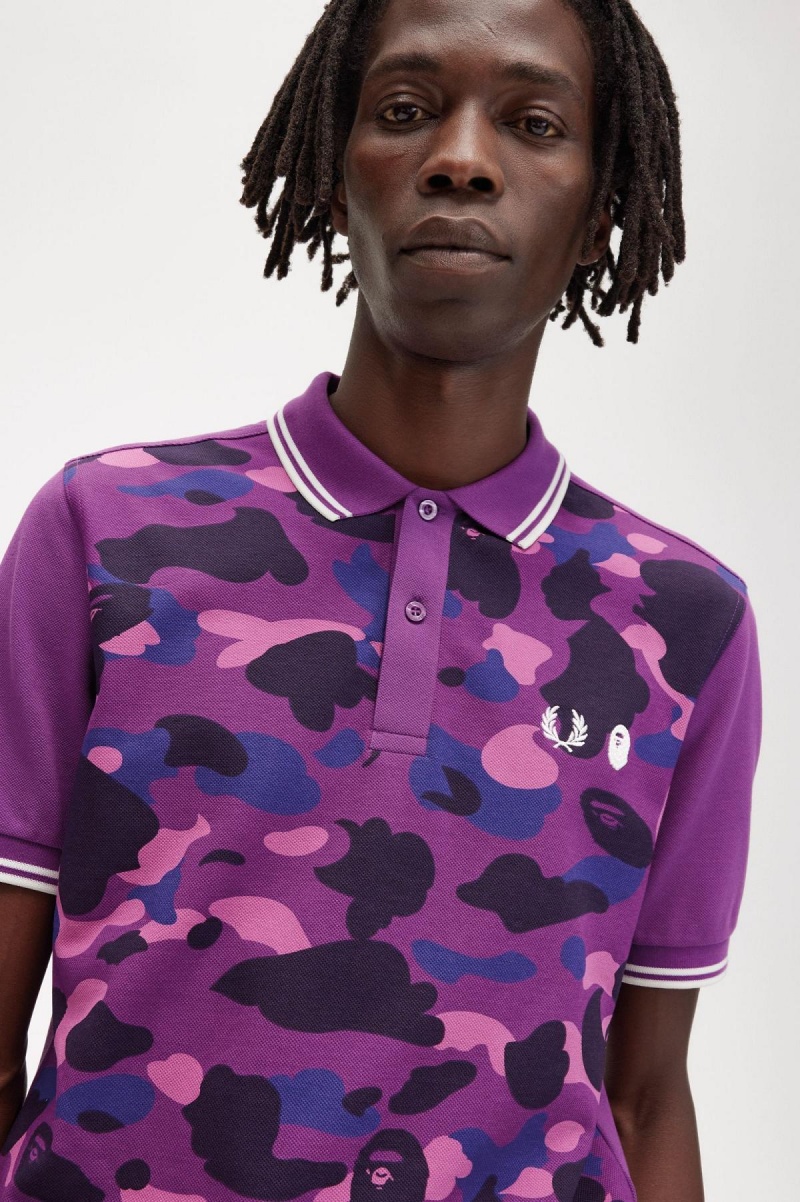 Fred Perry Camouflage Fred Perry Shirt Polo T Skjorte Herre Lilla | MNOHR57448