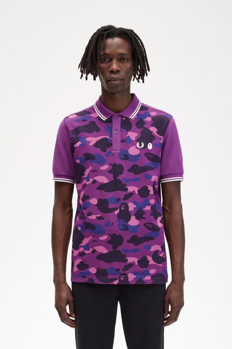 Fred Perry Camouflage Fred Perry Shirt Polo T Skjorte Herre Lilla | MNOHR57448