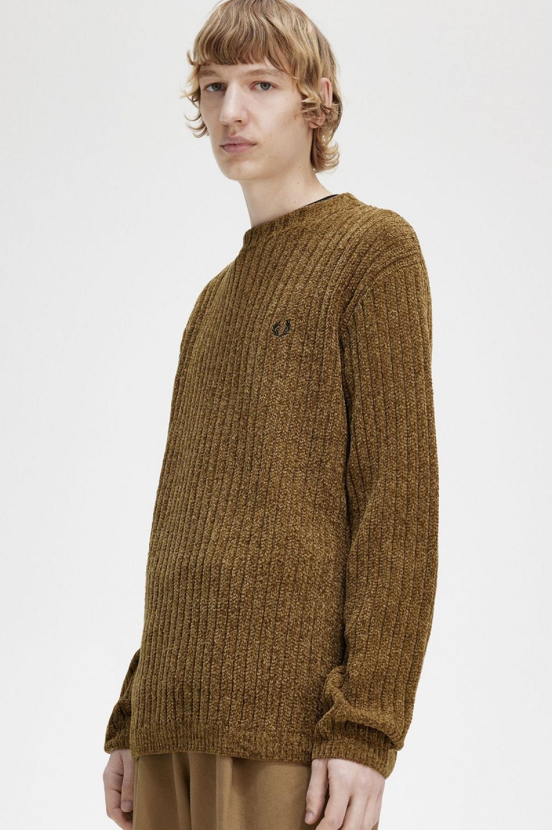 Fred Perry Chenille Rib Jumper Strikkevarer Herre Shaded Stone | FNOHY26217