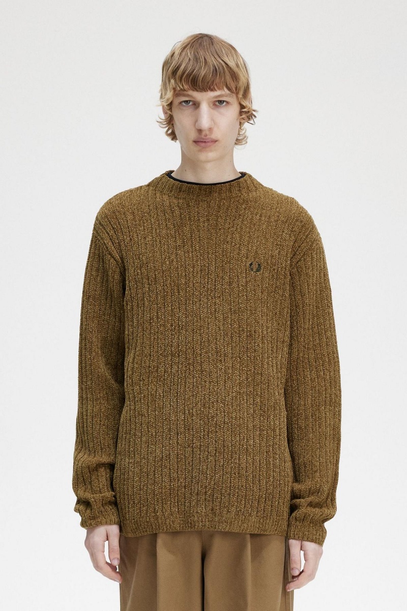 Fred Perry Chenille Rib Jumper Strikkevarer Herre Shaded Stone | FNOHY26217