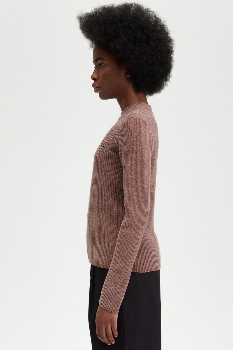 Fred Perry Chenille Rib Jumper Strikkevarer Dame Mørke Rosa | ZNONQ77261