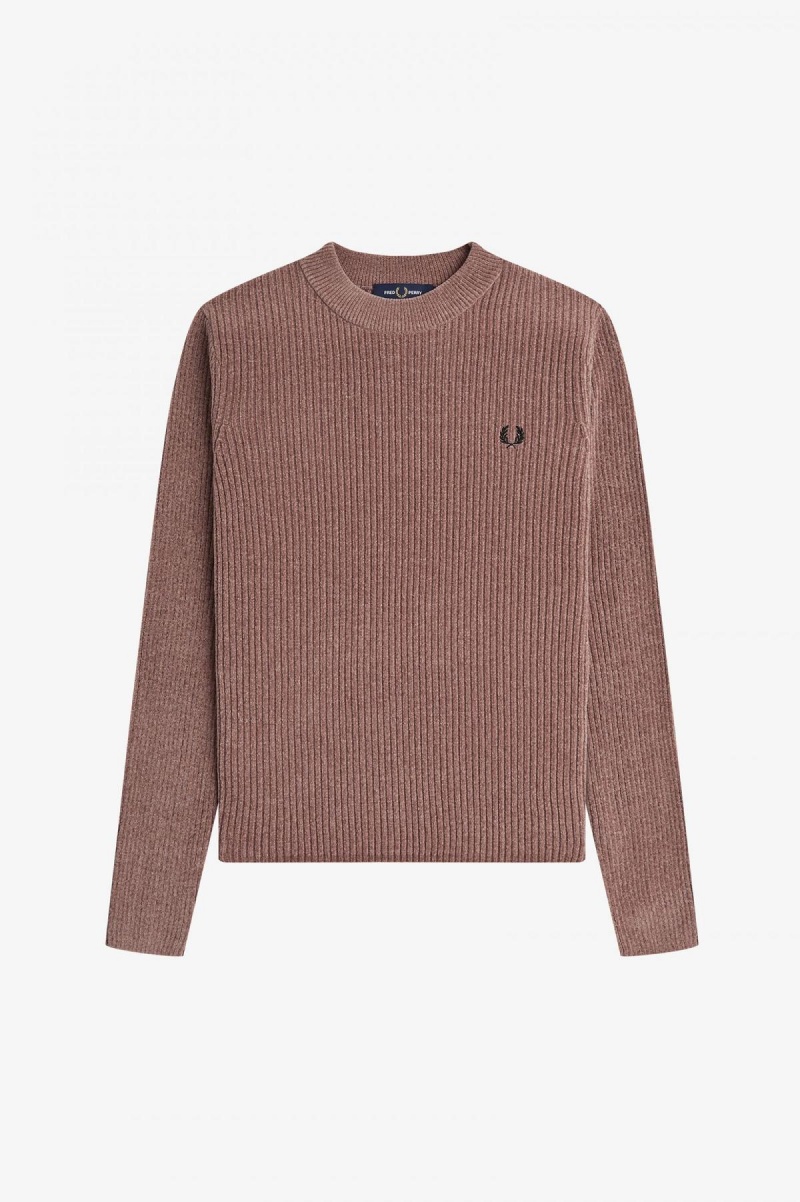 Fred Perry Chenille Rib Jumper Strikkevarer Dame Mørke Rosa | ZNONQ77261