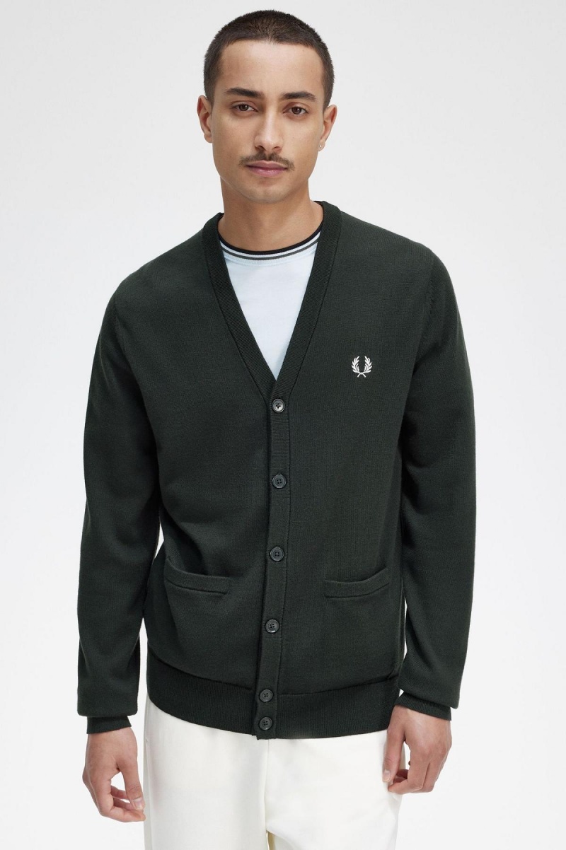 Fred Perry Classic Cardigan Strikkevarer Herre Grønn | XNOGW75528