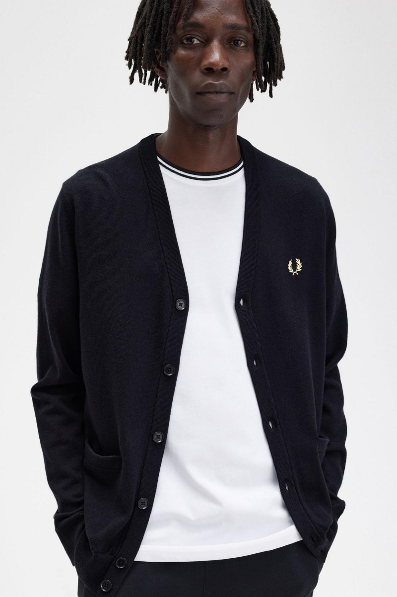 Fred Perry Classic Cardigan Strikkevarer Herre Svarte | NODFL59872