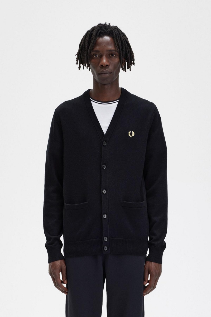 Fred Perry Classic Cardigan Strikkevarer Herre Svarte | NODFL59872