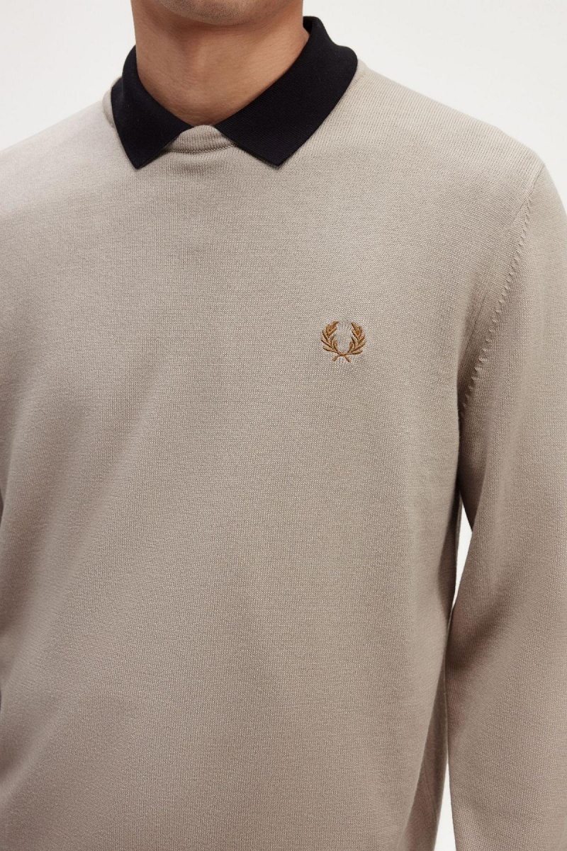 Fred Perry Classic Crew Neck Jumper Strikkevarer Herre Mørke | NOJZR56132