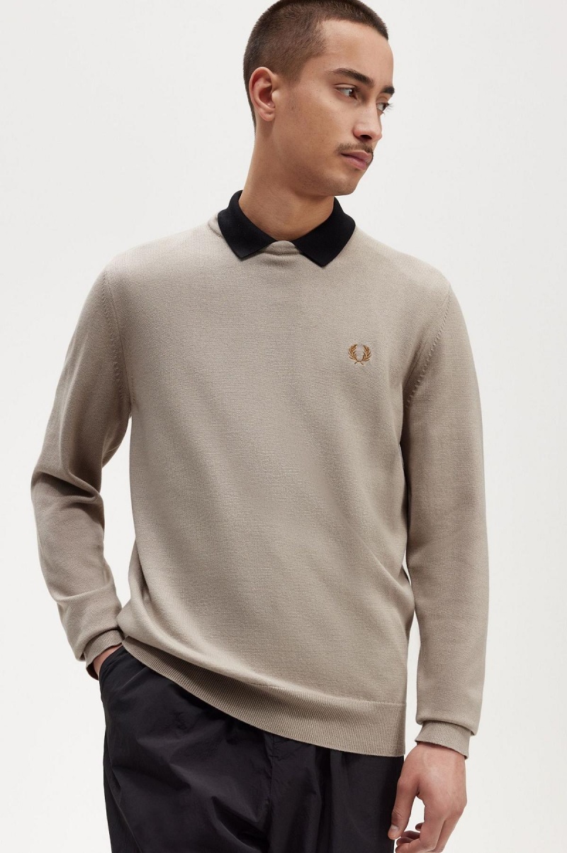 Fred Perry Classic Crew Neck Jumper Strikkevarer Herre Mørke | NOJZR56132