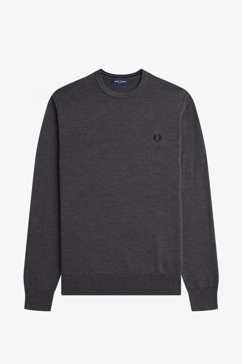 Fred Perry Classic Crew Neck Jumper Strikkevarer Herre Mørke Grå | TNOWZ64818