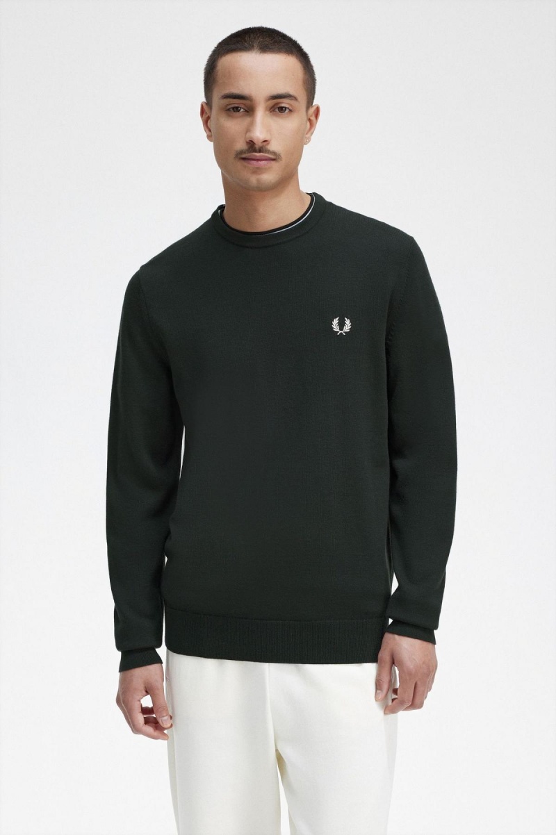 Fred Perry Classic Crew Neck Jumper Strikkevarer Herre Grønn | GNOUC23918