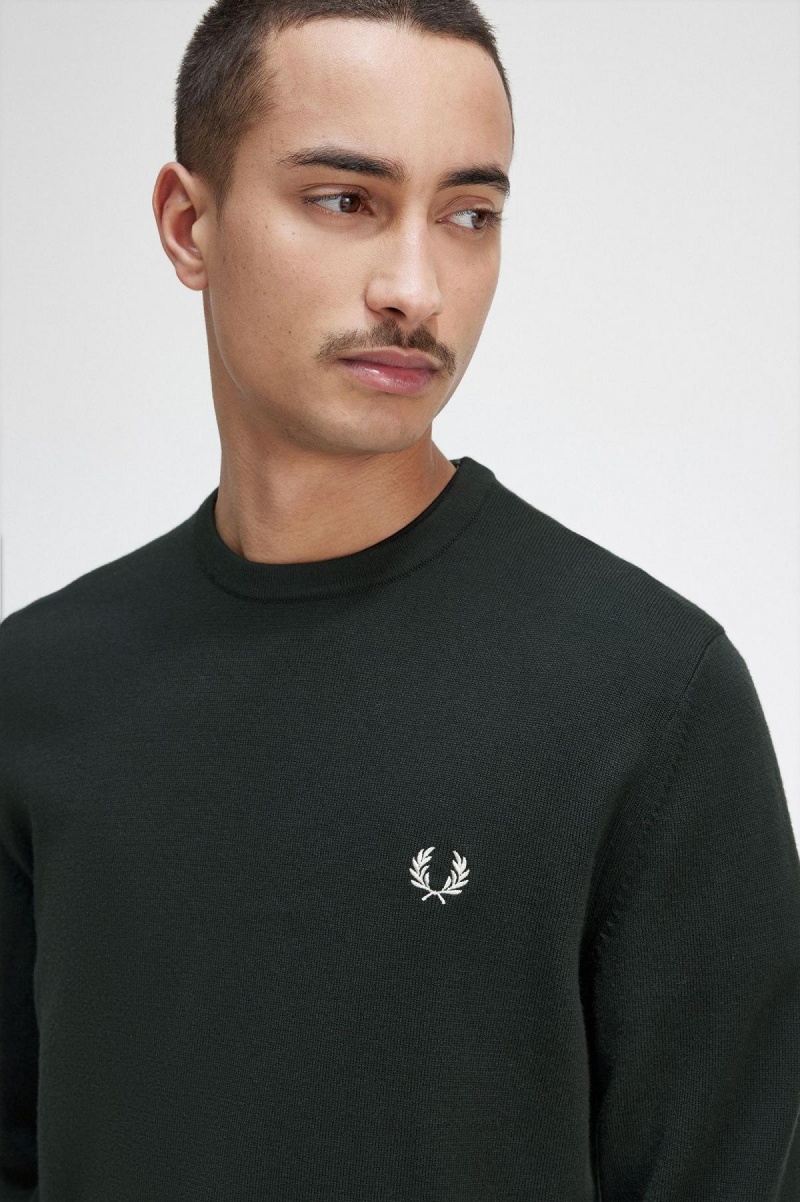 Fred Perry Classic Crew Neck Jumper Strikkevarer Herre Grønn | GNOUC23918