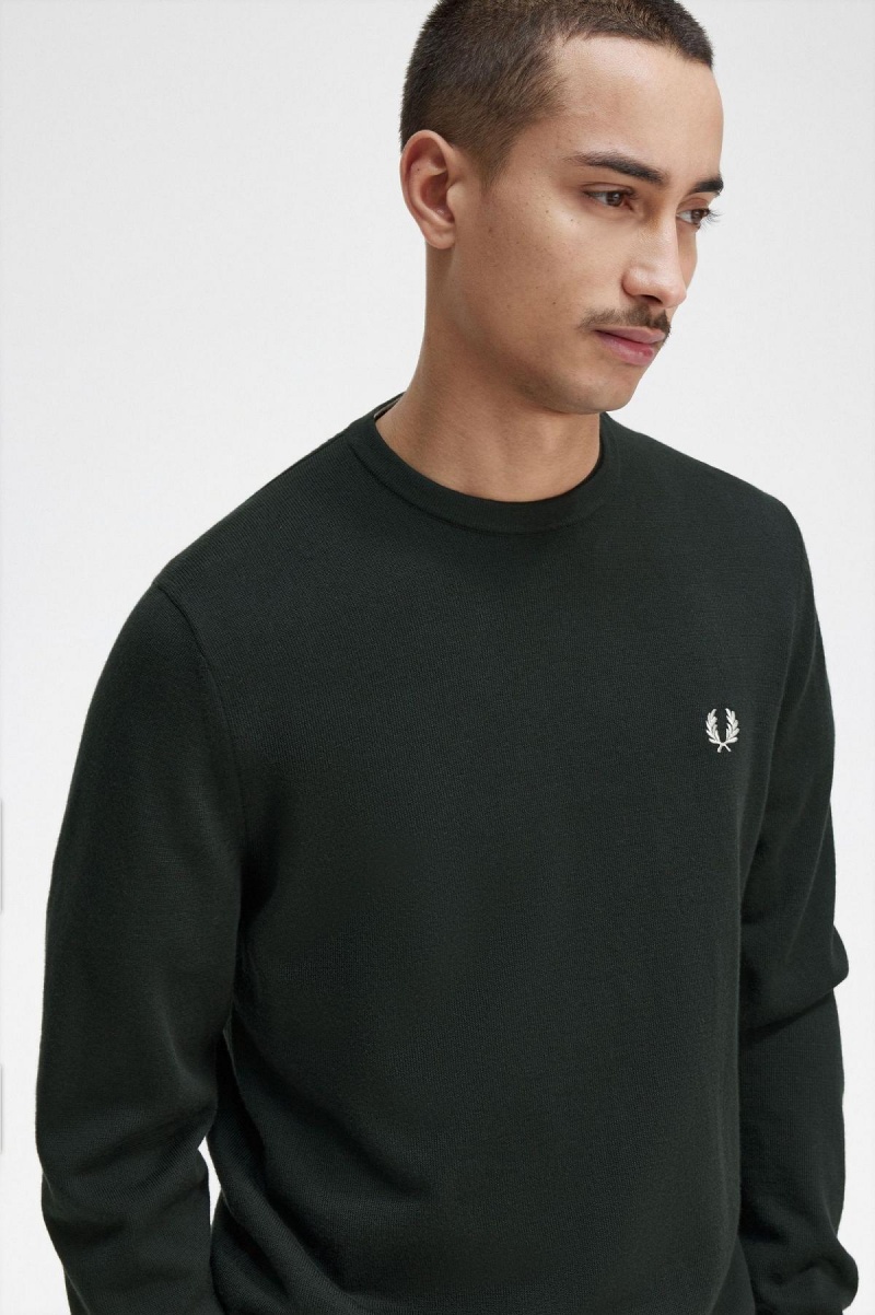 Fred Perry Classic Crew Neck Jumper Strikkevarer Herre Grønn | GNOUC23918